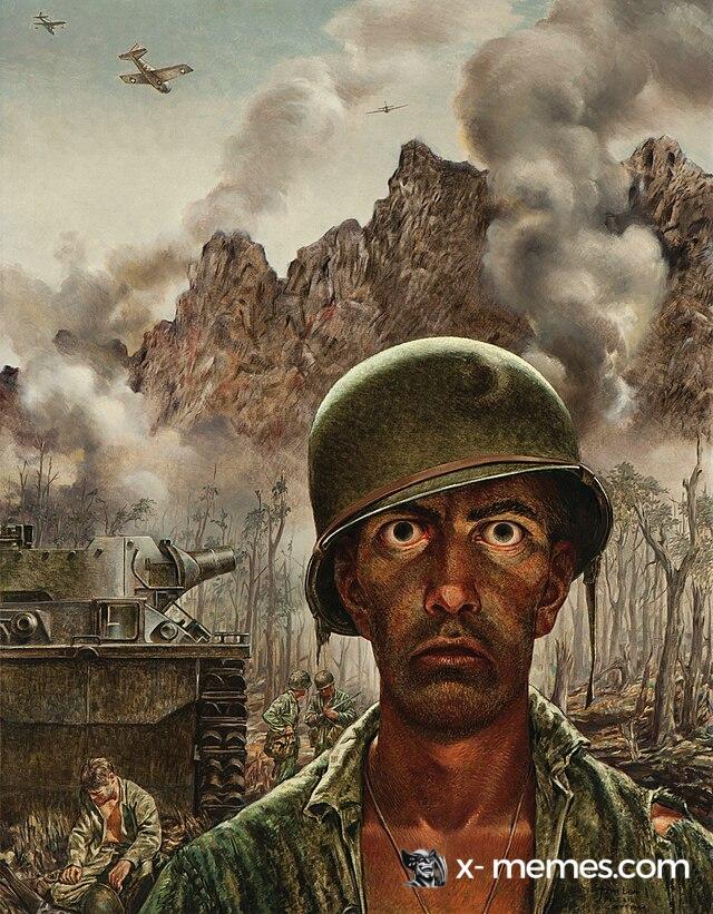 Mème : Soldat à la guerre