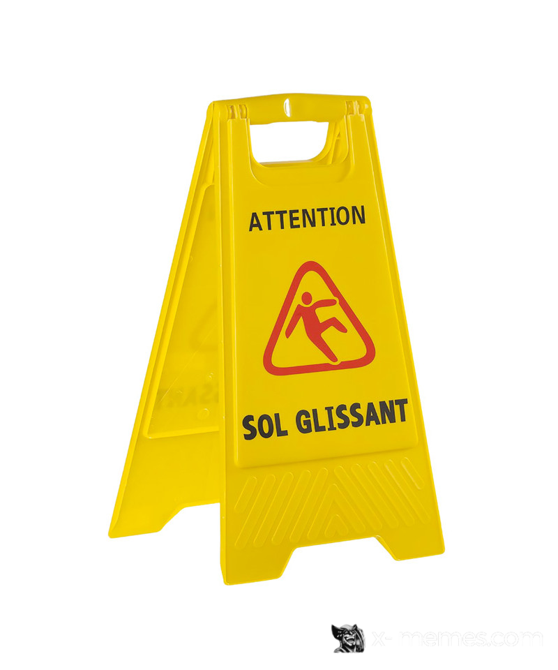 Mème : Attention Sol Glissant