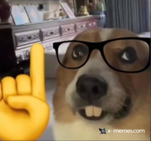 Mème : Nerd chien geek avec doigt