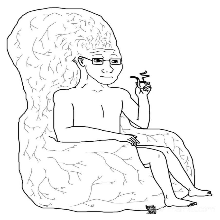 Mème : Wojak assis sur son gros cerveau