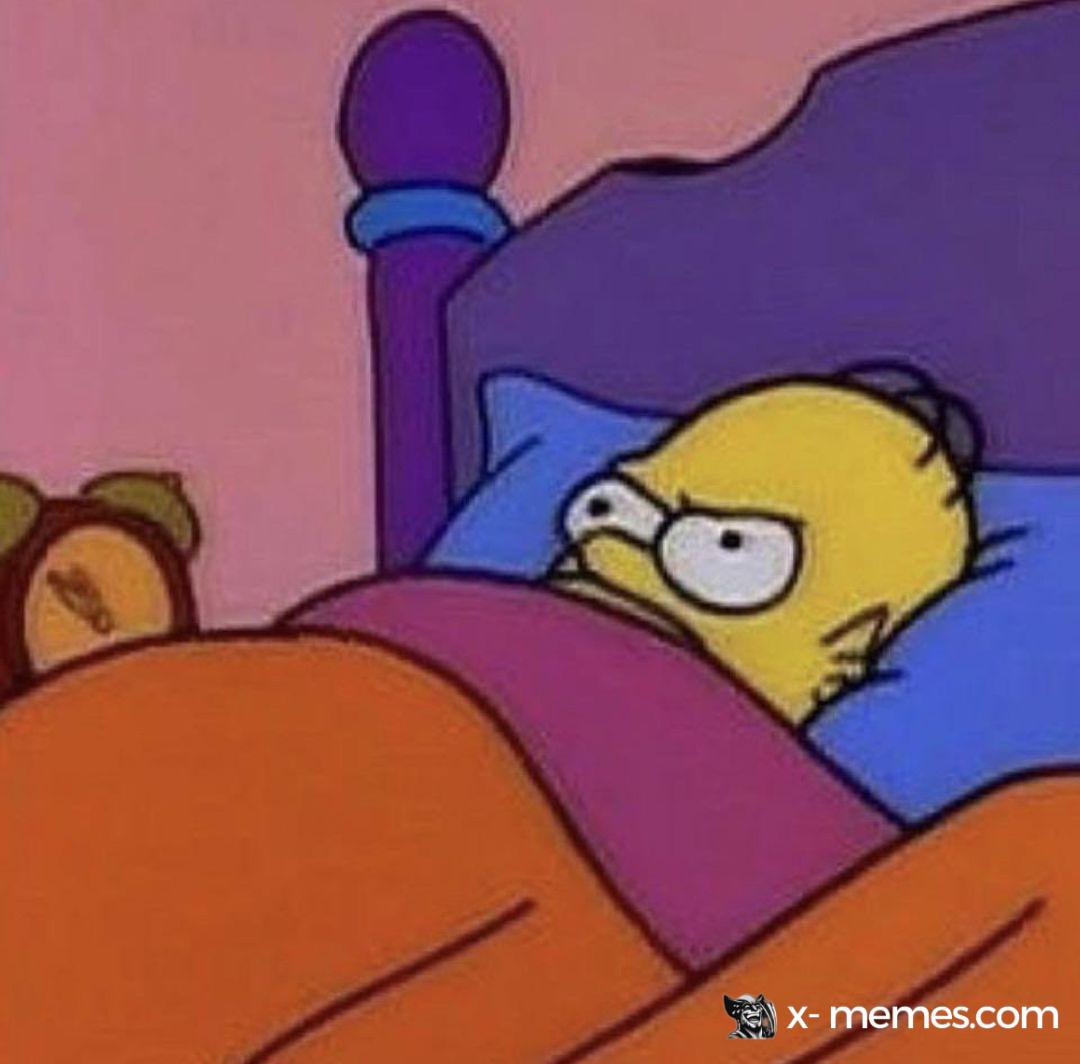 Mème : Homer mécontent dans son lit